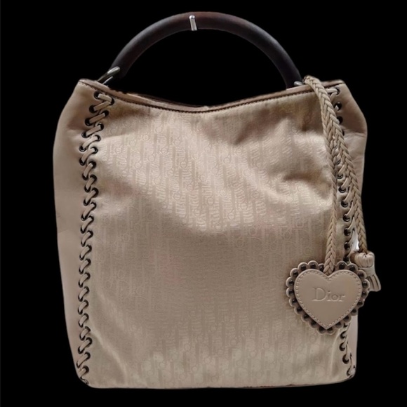 Dior Handbags - ⭐️Authentic Dior Tan Nylon Bag with Heart Charm